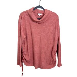 J. Jill Dark Pink Waffle Knit Cowl Neck Ruched Athleisure Loungewear Top Size XL